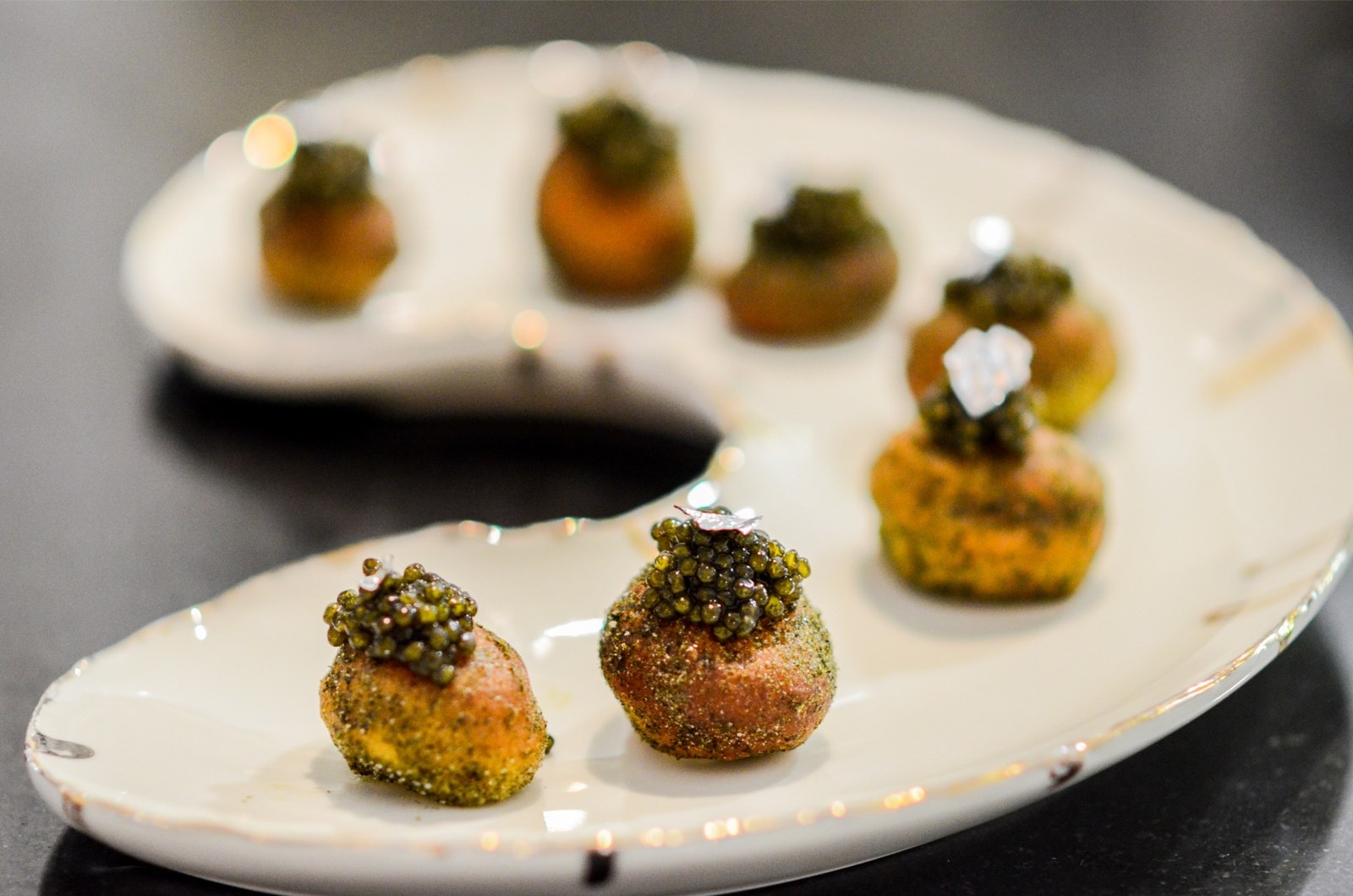 Gougeres with caviar